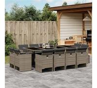 vidaXL 13-delige Tuinset met kussens poly rattan grijs3277807 G