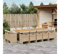 Vidaxl Ensemble À Manger De Jardin Et Coussins 15 Pcs Beige