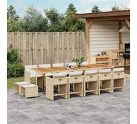 vidaXL 15-delige Tuinset met kussens poly rattan beige3277947 Beige G