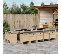 Vidaxl Ensemble À Manger De Jardin Et Coussins 15 Pcs Mélange Beige