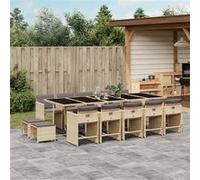Vidaxl Ensemble À Manger De Jardin Et Coussins 15 Pcs Mélange Beige
