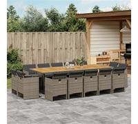 vidaXL 15-delige Tuinset met kussens poly rattan grijs3277825 Gris G