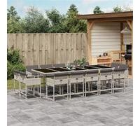 vidaXL 15-delige Tuinset met kussens poly rattan lichtgrijs3211415 G