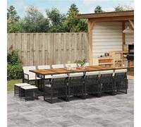 Vidaxl Ensemble À Manger De Jardin 15 Pcs Coussins Noir Résine Tressée