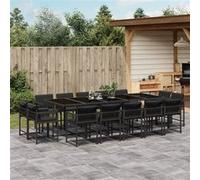 vidaXL 15-delige Tuinset met kussens poly rattan zwart3211591 G