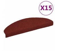 vidaXL 15-pièces Tapis d'escalier autocollant aiguilleté 65x21x4cm rouge
