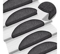 vidaXL Tapis d'escalier 15 pièces 56 x 17 x 3 cm Anthracite demi-rond