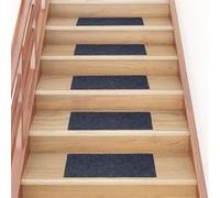 vidaXL Tapis d'escalier 326917 autocollants 15 pièces rectangulaires 60 x 25 cm gris-bleu