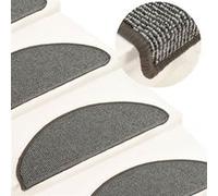 15x Tapis de Marches d'Escalier Carpettes d'Escalier Moquettes de Marches Couvre-marches Insonorisants Antidérapants Gris 65x21x4 cm
