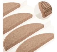 15x Tapis de Marches d'Escalier Carpettes d'Escalier Moquettes de Marches Couvre-marches Insonorisant Antidérapant Marron Clair 65x21x4 cm