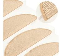 vidaXL 15x Tapis de Marches d'Escalier Carpettes d'Escalier Moquettes de Marches Couvre-marches Insonorisant Antidérapant Crème 65x21x4 cm Crème G