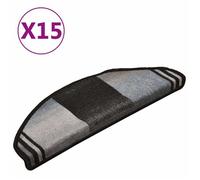 vidaXL Tapis d'escalier autocollants 15 pcs Noir et gris 65x21x4 cm Noir