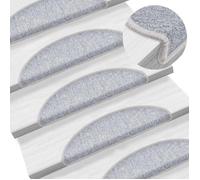 vidaXL 15x Tapis d'Escalier Tapis de Marche d'Escalier Protection d'Escalier Surface Antidérapante Intérieur Maison Gris 133879