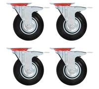 vidaXL 16 pcs Roulettes pivotantes 125 mm Noir