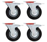 vidaXL 16 pcs Roulettes pivotantes 125 mm Noir G