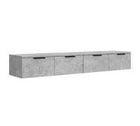 vidaXL 2× Armoires Murales Armoires Suspendues de Salle de Séjour Meubles Flottants Meubles de Rangement Gris Béton 68x30x20 cm Bois d'Ingénierie
