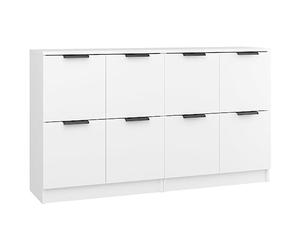 vidaXL 2× Buffets Armoires Latérales de Salle de Séjour Armoires Basses Meubles de Rangement Intérieur Blanc 60x30x70 cm Bois d'Ingénierie