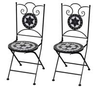 vidaXL 2 chaises mosaïques de bistro noir/blanc Ensemble chaises de jardin 41533