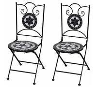 Chaises Pliables De Bistro 2 Pcs Céramique Noir Et Blanc Multicolore