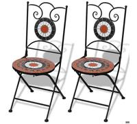 vidaXL 2 chaises mosaïques de bistro terre cuite / blanche Chaises de jardin 41535