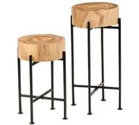 Tables d'appoint - VidaXL - Bois d'acacia massif - Cadres en acier - Noir