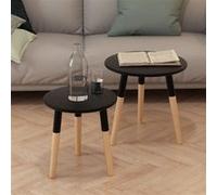 Ensemble De Tables D'appoint 2 Pcs Bois De Pin Massif Noir - Vidaxl Noir