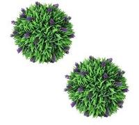 vidaXL 2-delige Kunstbuxussenset bolvormig met lavendel 30 cm41624 Vert G