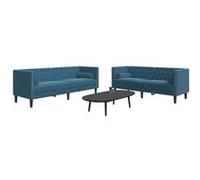 Vidaxl Ensemble De Canapé Chesterfield Et Traversins 2pcs Bleu Velours Bleu