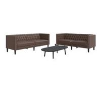 vidaXL Ensemble de canapé Chesterfield 2 pcs Marron Similicuir, canapé, siège de canapé, canapé Relax, canapé Confort, Fauteuil TV