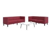 Vidaxl Ensemble De Canapés Chesterfield 2pcs Rouge Bordeaux Similicuir Rouge