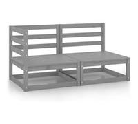 2-delige Loungeset massief grenenhout grijs805692