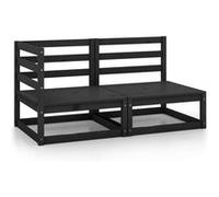 Vidaxl Salon De Jardin 2 Pcs Noir Bois De Pin Massif Noir