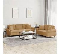 Vidaxl Ensemble De Canapés 2 Pcs Avec Coussins Marron Velours Marron