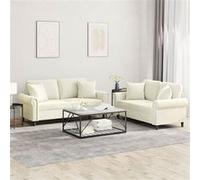 vidaXL 2-delige Loungeset met kussens fluweel crÃmekleurig3202238 Crème G