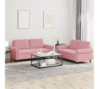 vidaXL Ensemble de canapés 3202213, 2 pièces velours rose avec coussins, accoudoirs et dossier