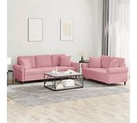vidaXL Ensemble de canapés 2 pcs avec coussins rose velours