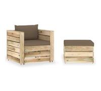 Vidaxl Salon De Jardin 2 Pcs Avec Coussins Bois Imprégné De Vert Vert