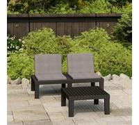 Salon de Jardin 6 pcs avec Coussins Plastique Gris Mobilier de Patio vidaXL
