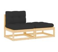 Vidaxl Salon De Jardin 2 Pcs Avec Coussins Bois De Pin Massif