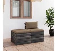Vidaxl Salon Palette De Jardin 2 Pcs Avec Coussins Bois De Pin Massif