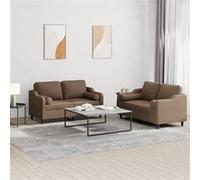vidaXL 2-delige Loungeset met kussens stof bruin3201821 Marron G