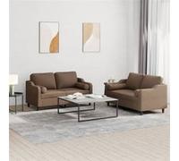 Vidaxl Ensemble De Canapés 2 Pcs Avec Coussins Marron Tissu Marron
