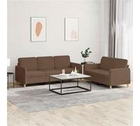 vidaXL 2-delige Loungeset met kussens stof bruin3202121 Marron G