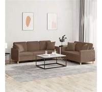 vidaXL Ensemble de canapés 2 pcs avec coussins marron tissu