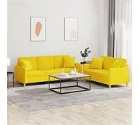 2-delige Loungeset met kussens stof lichtgeel3202139