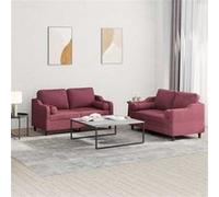 Ensemble de Canapés avec Coussins 2 pcs, Canapés avec Accoudoirs et Dossier, Ensemble de Meubles, Mobilier de Salon, Moderne, Rouge Bordeaux Tissu