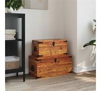 vidaXL Coffre de rangement – Bois massif de manguier – Lot de 2