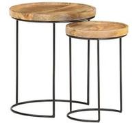vidaXL Ensemble de table basse 2 pcs bois de manguier massif et acier 321705
