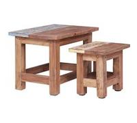 vidaXL Tables Gigognes 2 pcs, Bouts de Canapé, Tables d'Appoint Gigognes, Meubles de Salon Salle de Séjour Maison Intérieur, Bois d'Acajou Massif