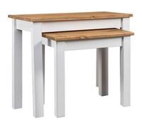 vidaXL 2-delige Tafeltjesset Panama Range massief grenenhout wit282678 Blanc G